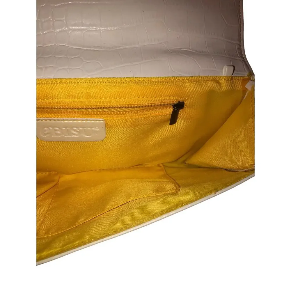 Ebisu Women Clutch‎ White With Yellow And Silver. Handheld